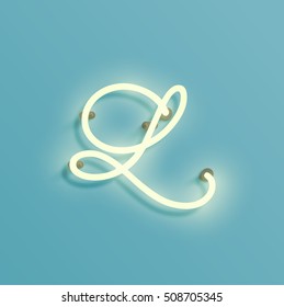 Realistic neon character typeset, vector