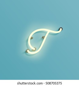 Realistic neon character typeset, vector