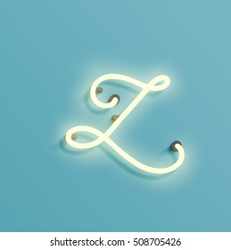 Realistic neon character typeset, vector