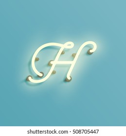 Realistic neon character typeset, vector