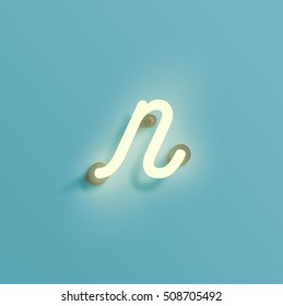 Realistic neon character typeset, vector