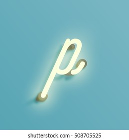 Realistic neon character typeset, vector