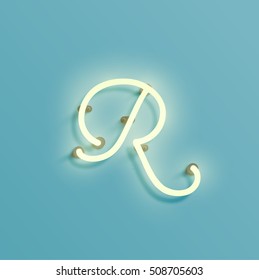 Realistic neon character typeset, vector