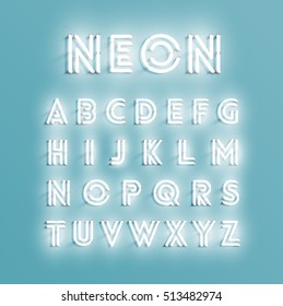 Realistic neon character typeset, vector