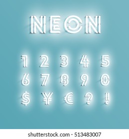 Realistic neon character typeset, vector