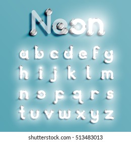 Realistic neon character typeset, vector