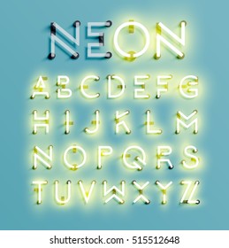 Tipo de neón realista, vector