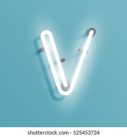 Realistic neon character from a typeset, vector