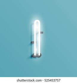 Realistic neon character from a typeset, vector