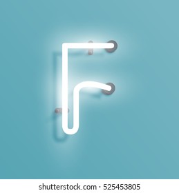 Realistic neon character from a typeset, vector