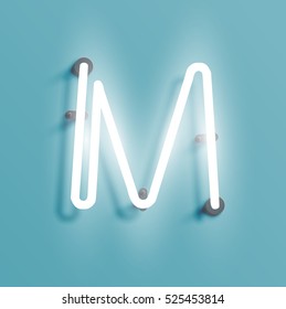 Realistic neon character from a typeset, vector