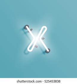 Realistic neon character from a typeset, vector