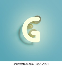 Realistic neon character from a typeset, vector