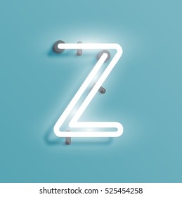 Realistic neon character from a typeset, vector
