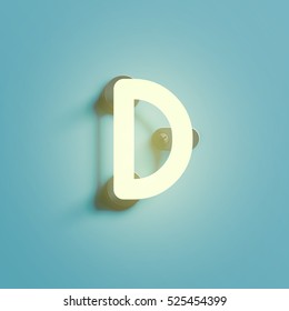 Realistic neon character from a typeset, vector