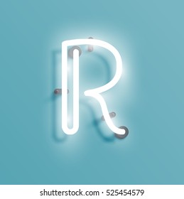 Realistic neon character from a typeset, vector