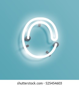 Realistic neon character from a typeset, vector