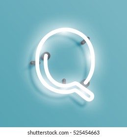 Realistic neon character from a typeset, vector