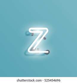 Realistic neon character from a typeset, vector