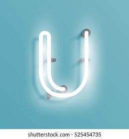 Realistic neon character from a typeset, vector
