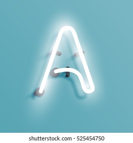 Realistic neon character from a typeset, vector