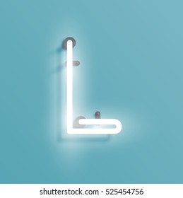 Realistic neon character from a typeset, vector