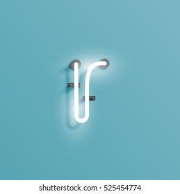 Realistic neon character from a typeset, vector