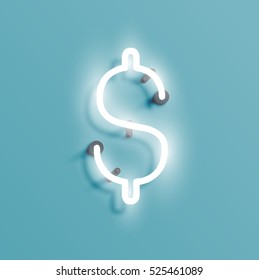 Realistic neon character from a typeset, vector