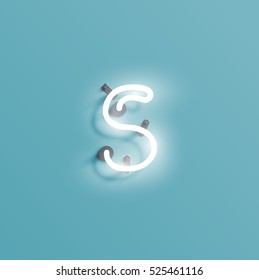 Realistic neon character from a typeset, vector