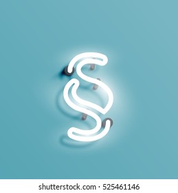 Realistic neon character from a typeset, vector