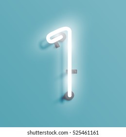 Realistic neon character from a typeset, vector