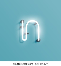 Realistic neon character from a typeset, vector