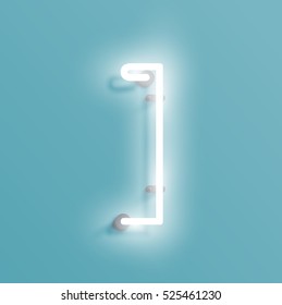 Realistic neon character from a typeset, vector