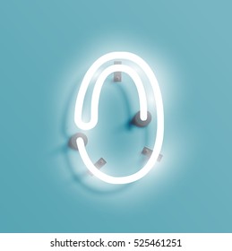 Realistic neon character from a typeset, vector