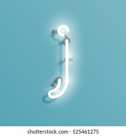 Realistic neon character from a typeset, vector
