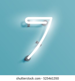 Realistic neon character from a typeset, vector