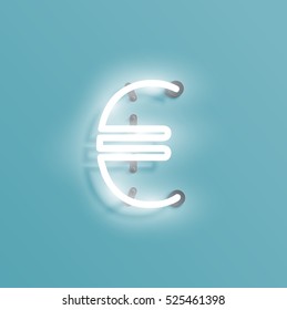 Realistic neon character from a typeset, vector
