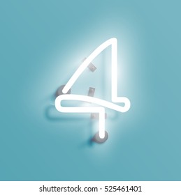 Realistic neon character from a typeset, vector