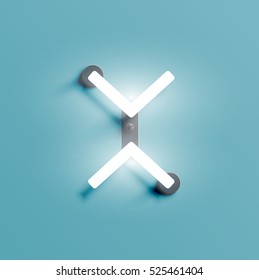 Realistic neon character from a typeset, vector