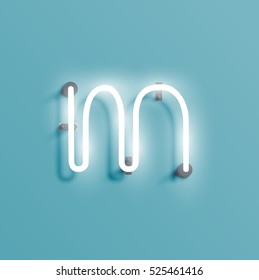 Realistic neon character from a typeset, vector