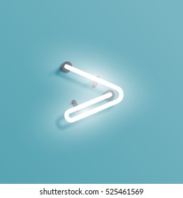 Realistic neon character from a typeset, vector