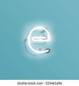 Realistic neon character from a typeset, vector