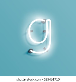 Realistic neon character from a typeset, vector