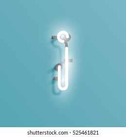 Realistic neon character from a typeset, vector