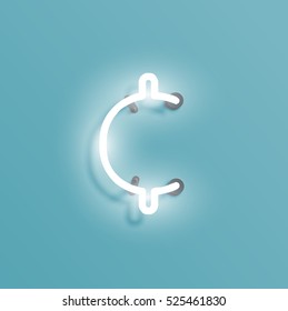 Realistic neon character from a typeset, vector