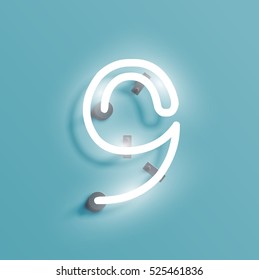 Realistic neon character from a typeset, vector