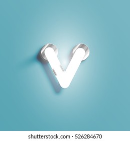 Realistic neon character from a typeset, vector