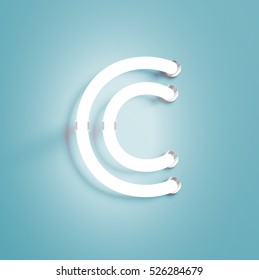 Realistic neon character from a typeset, vector