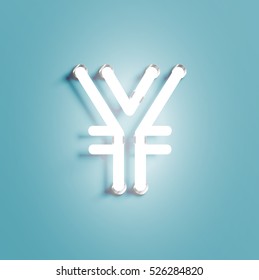 Realistic neon character from a typeset, vector