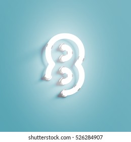 Realistic neon character from a typeset, vector